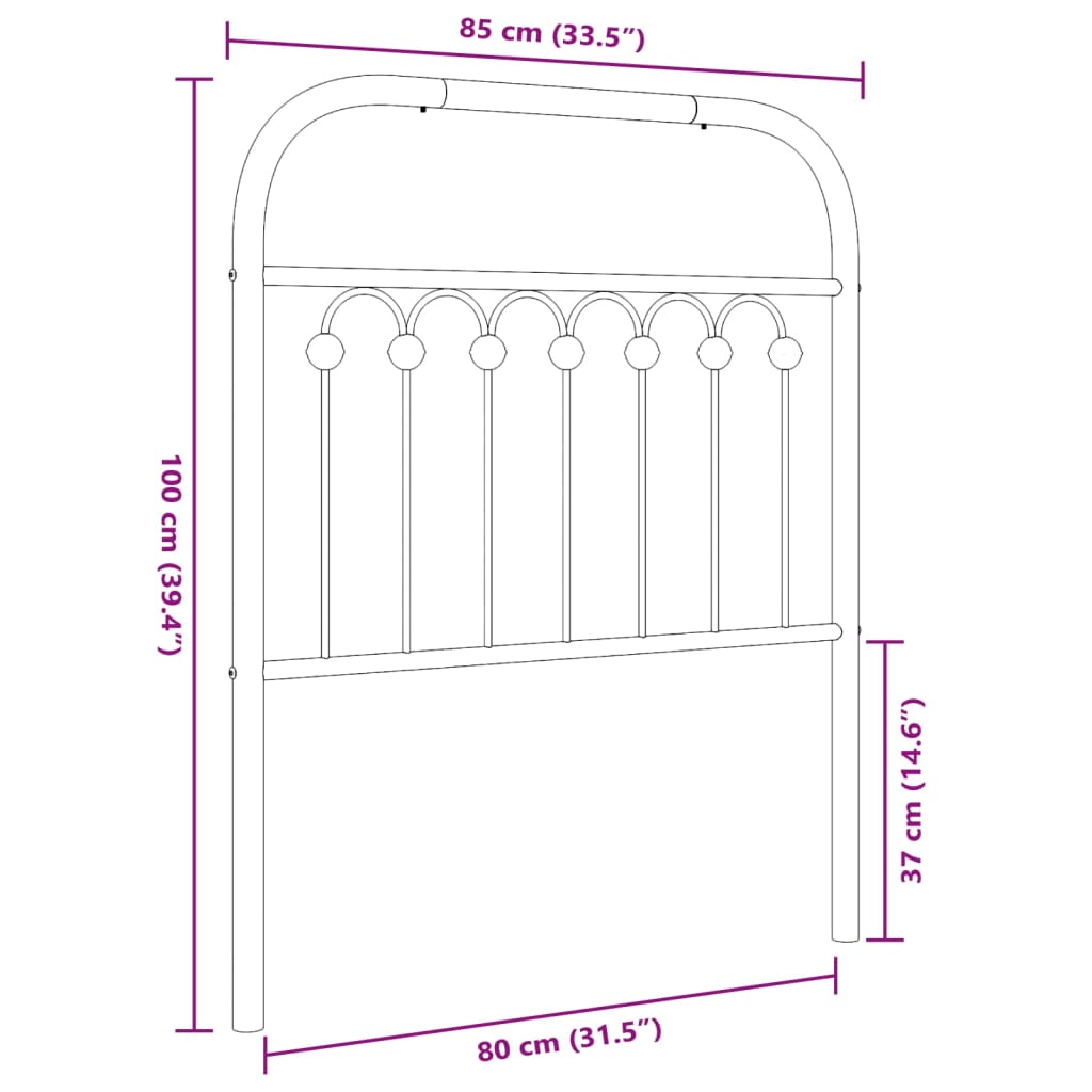 vidaXL Tăblie de pat metalică, alb, 80 cm vidaXL Tăblie de pat metalică, alb, 80 cm