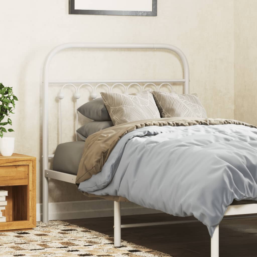 vidaXL Tăblie de pat metalică, alb, 90 cm vidaXL Tăblie de pat metalică, alb, 90 cm