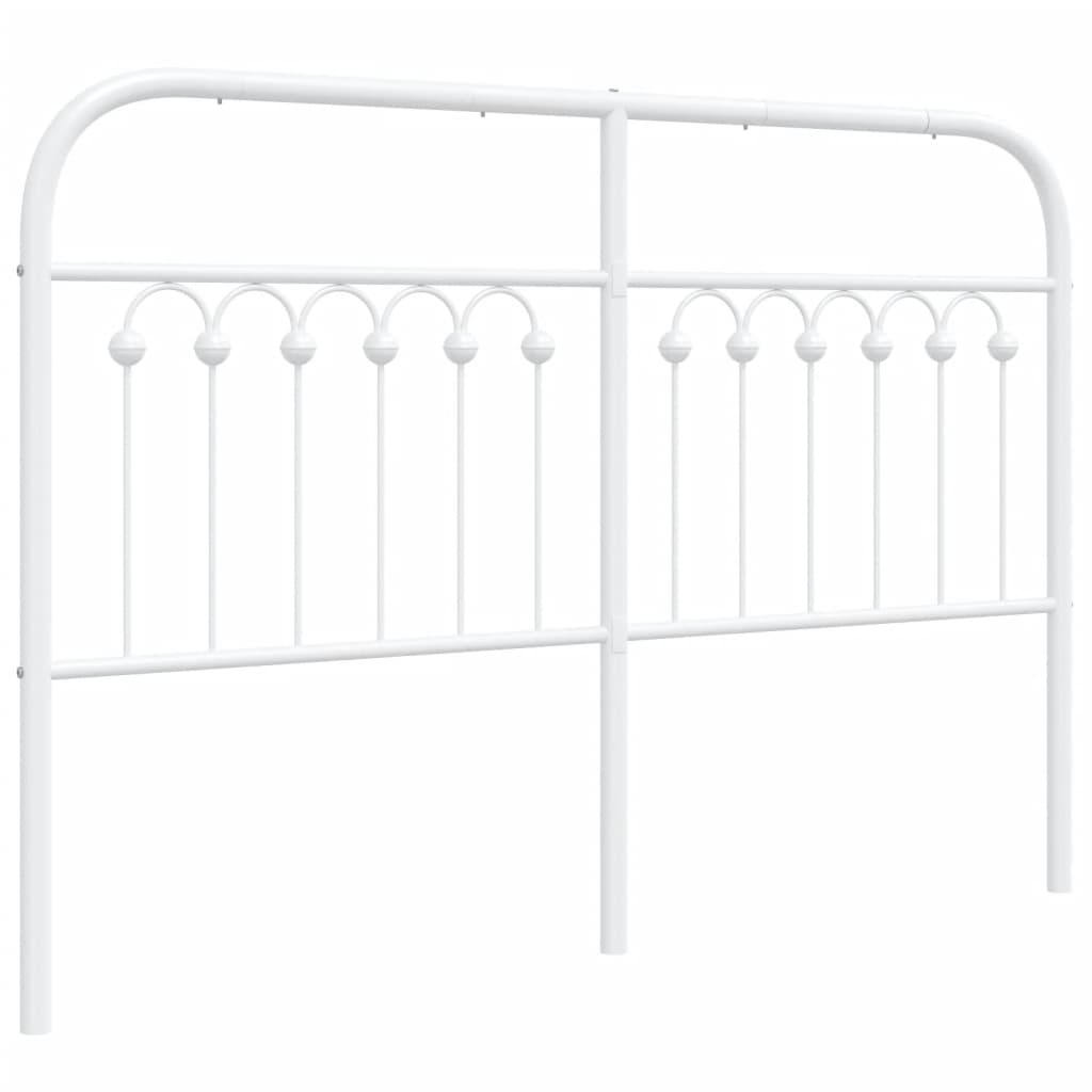 vidaXL Tăblie de pat metalică, alb, 135 cm
