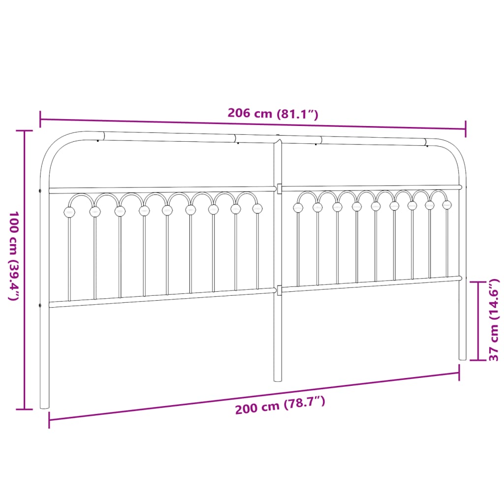 vidaXL Tăblie de pat metalică, alb, 200 cm vidaXL Tăblie de pat metalică, alb, 200 cm