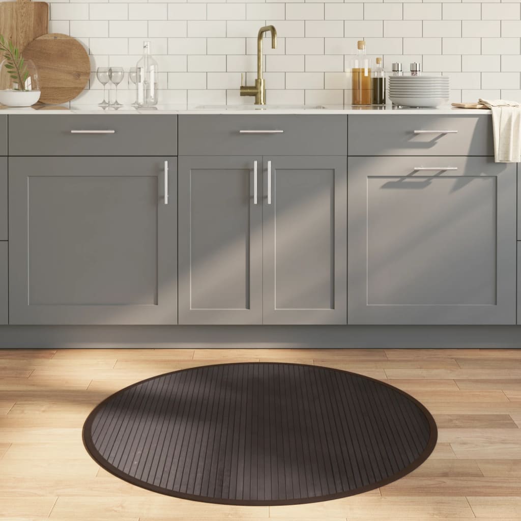 vidaXL Covor rotund, maro închis, 100 cm, bambus vidaXL Covor rotund, maro închis, 100 cm, bambus