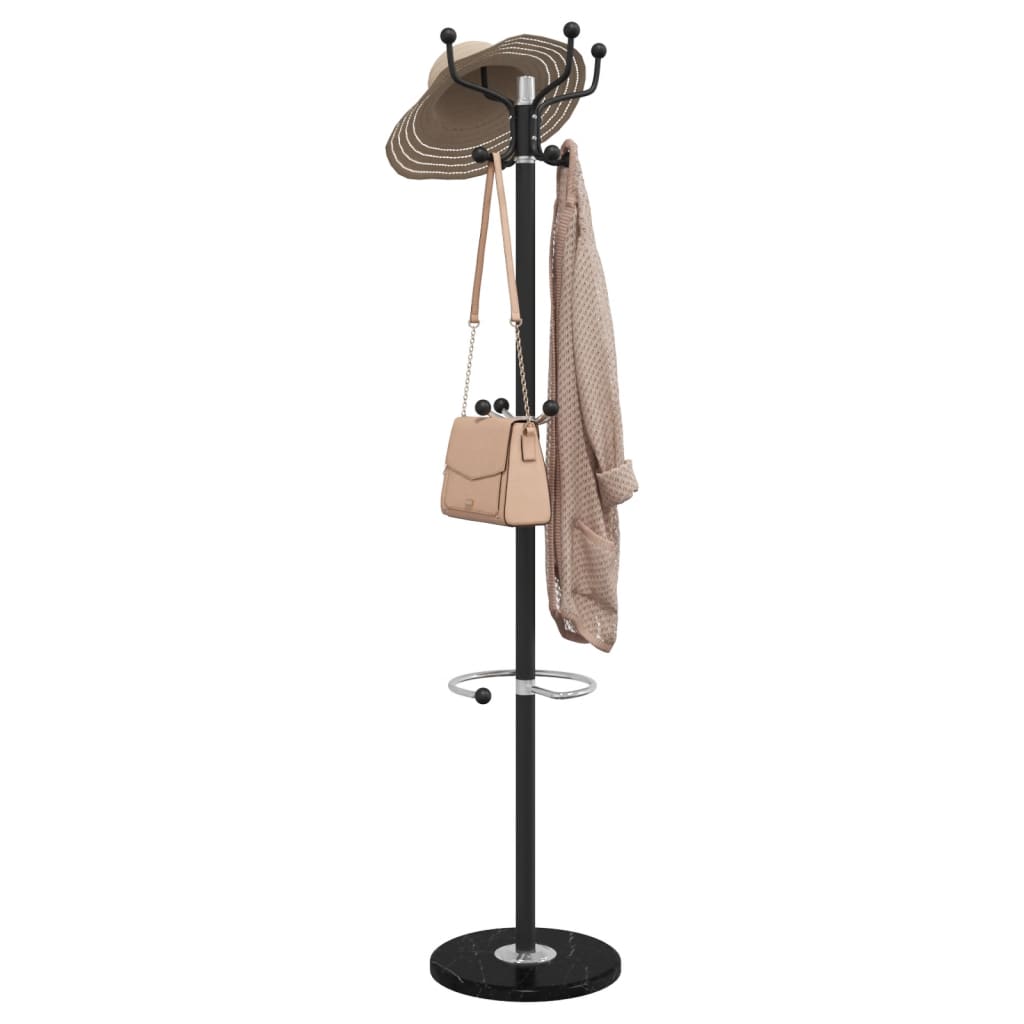 vidaXL Cuier cu suport umbrelă, negru 180 cm fier vopsit electrostatic vidaXL Cuier cu suport umbrelă, negru 180 cm fier vopsit electrostatic