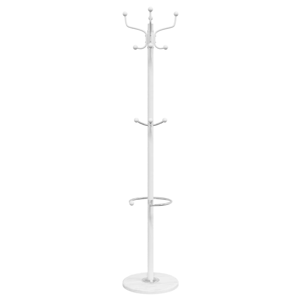 vidaXL Cuier cu suport umbrelă, alb, 180 cm, fier vopsit electrostatic