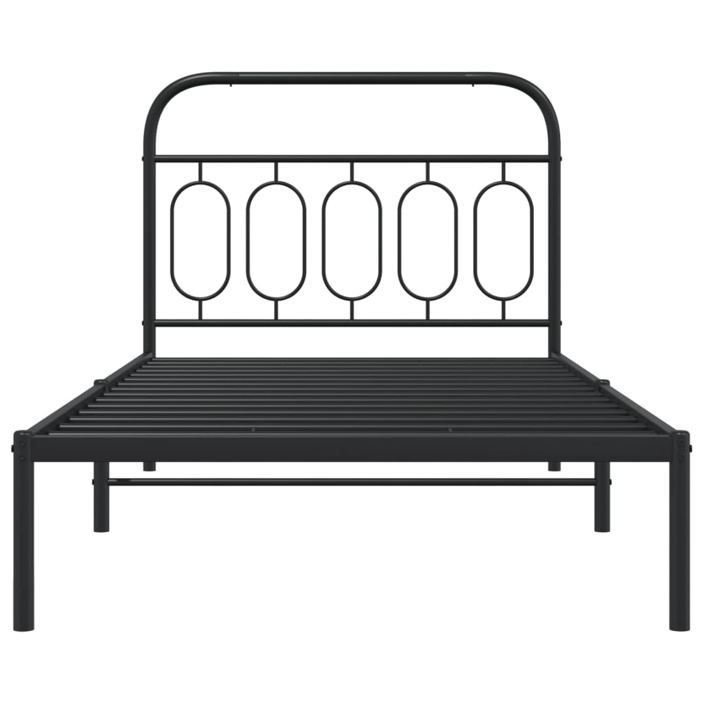 vidaXL Cadru de pat din metal cu tăblie, negru, 107x203 cm