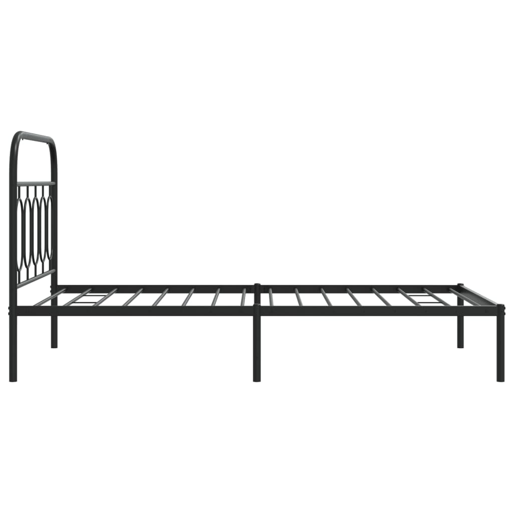 vidaXL Cadru de pat din metal cu tăblie, negru, 107x203 cm