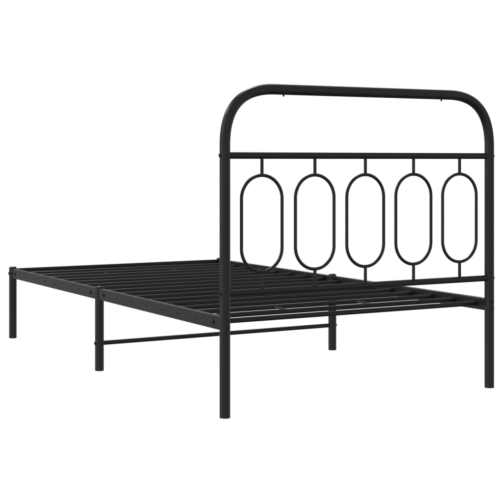 vidaXL Cadru de pat din metal cu tăblie, negru, 107x203 cm