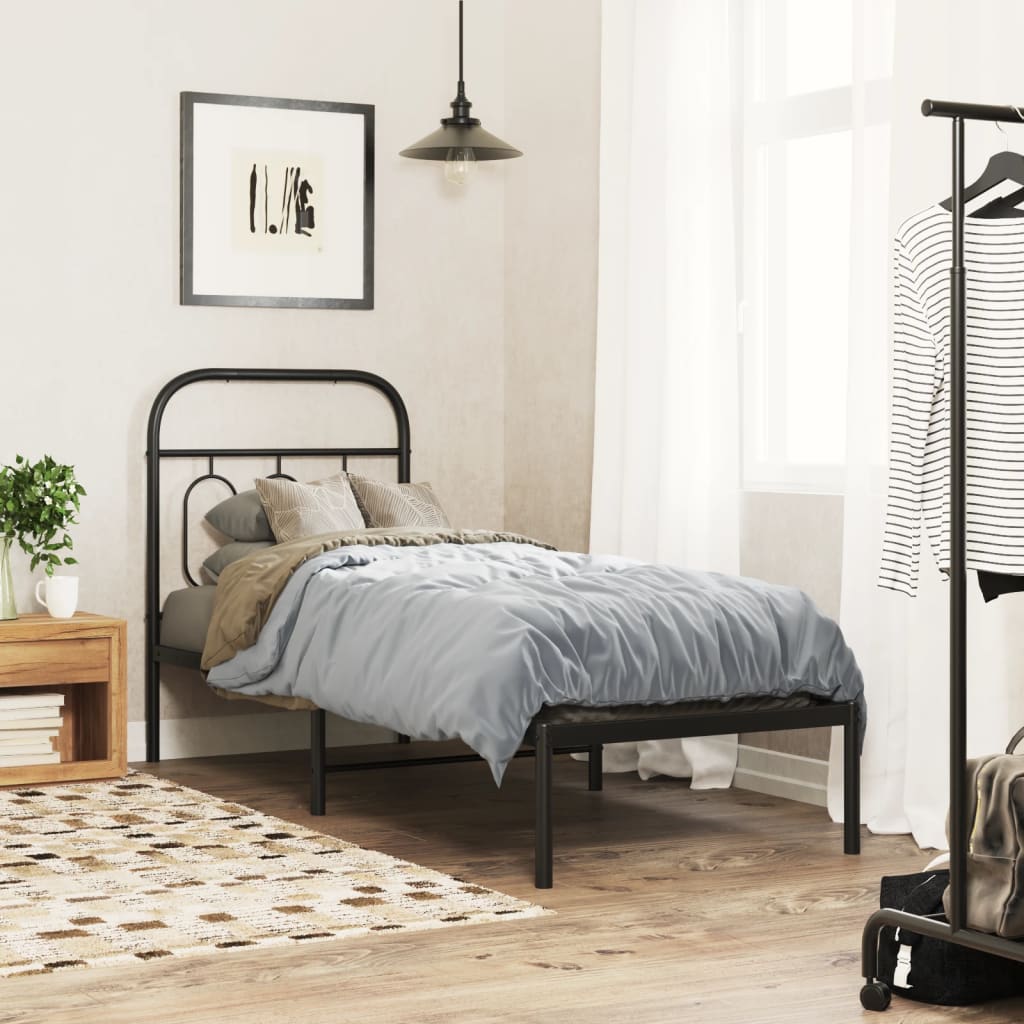 vidaXL Tăblie de pat metalică, negru, 75 cm