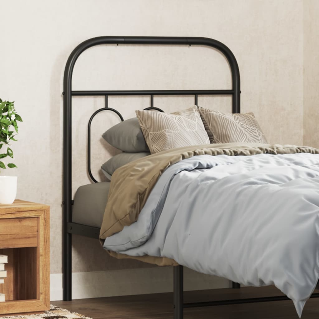 vidaXL Tăblie de pat metalică, negru, 75 cm