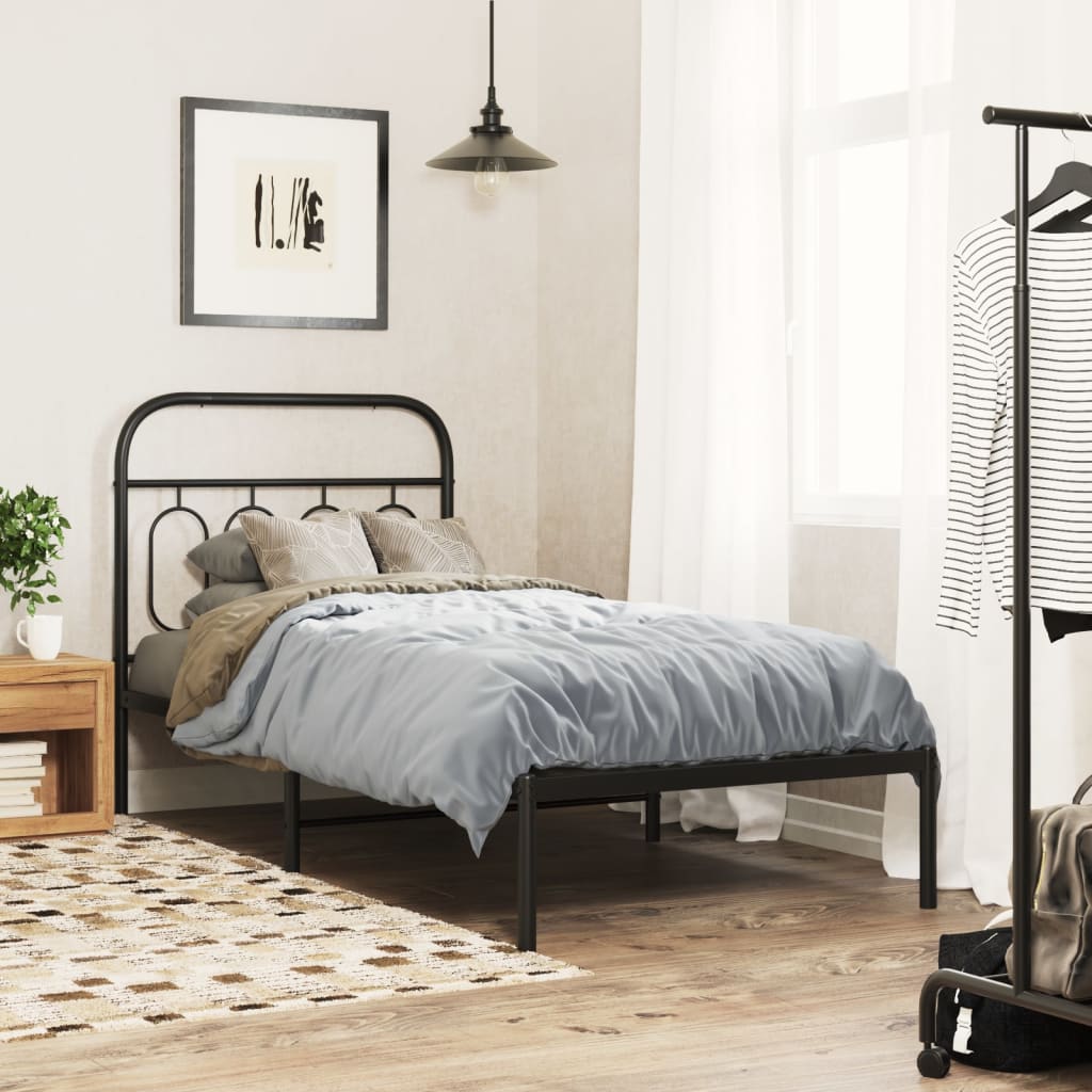 vidaXL Tăblie de pat metalică, negru, 80 cm