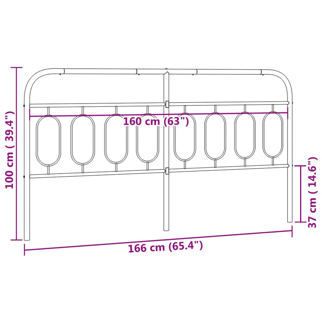 vidaXL Tăblie de pat metalică, negru, 160 cm vidaXL Tăblie de pat metalică, negru, 160 cm