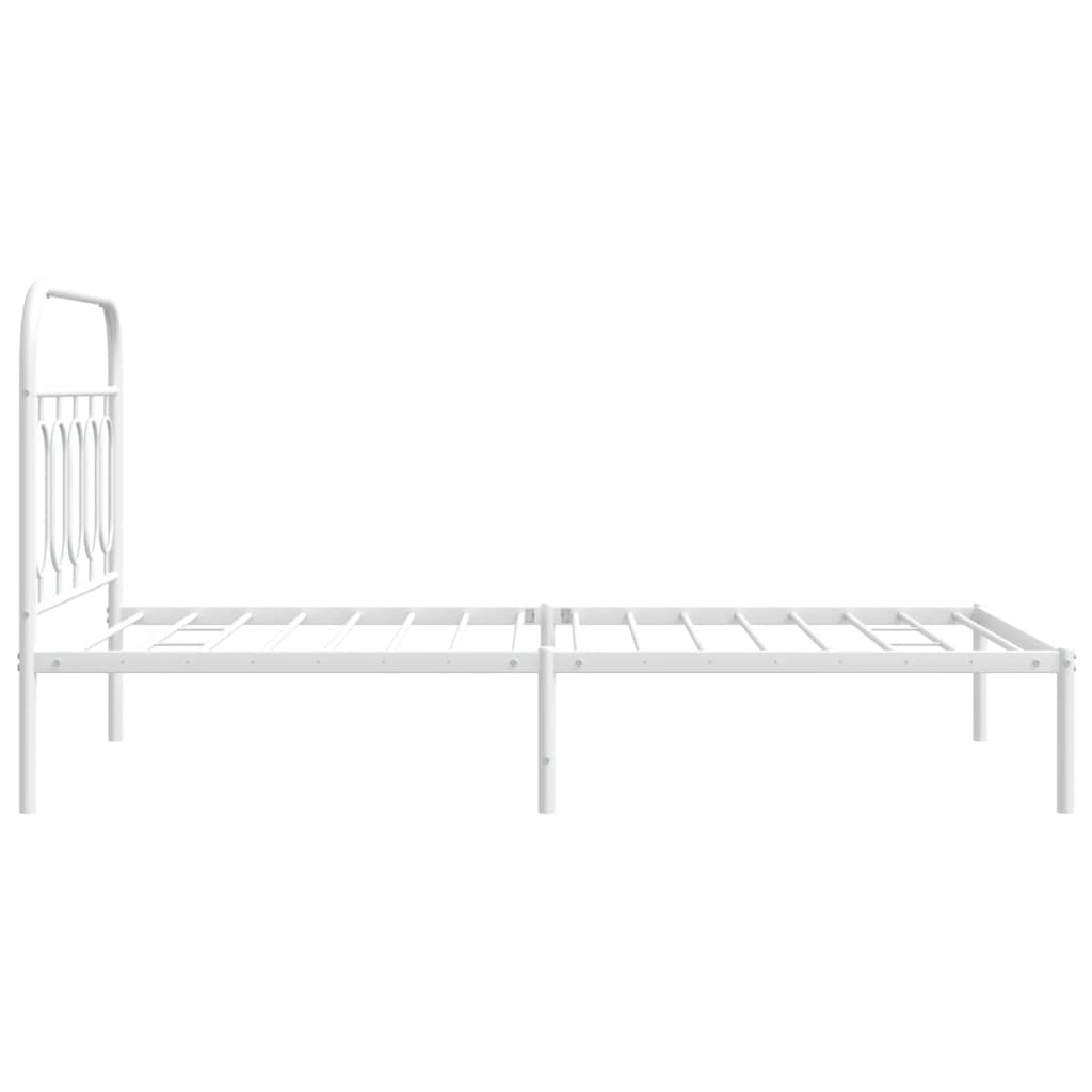 vidaXL Cadru de pat din metal cu tăblie, alb, 100x200 cm