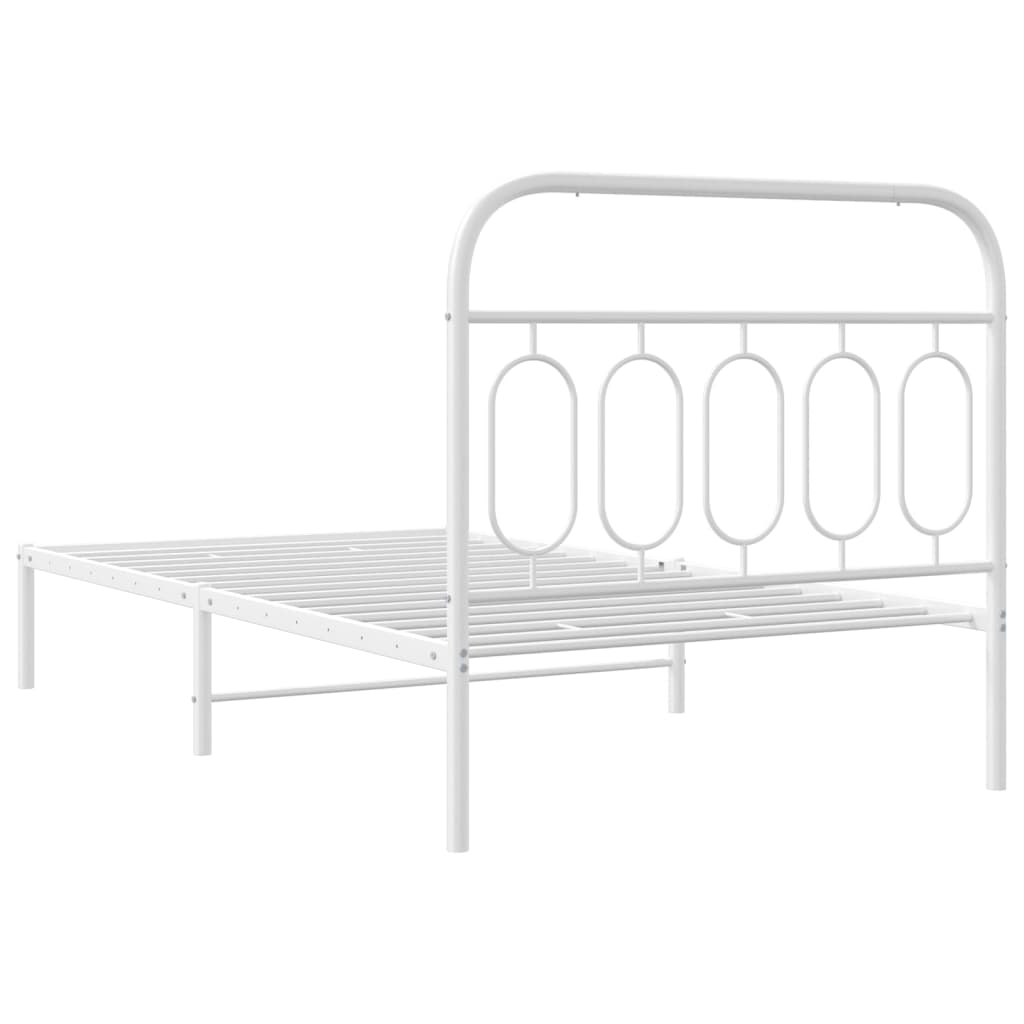 vidaXL Cadru de pat din metal cu tăblie, alb, 100x200 cm