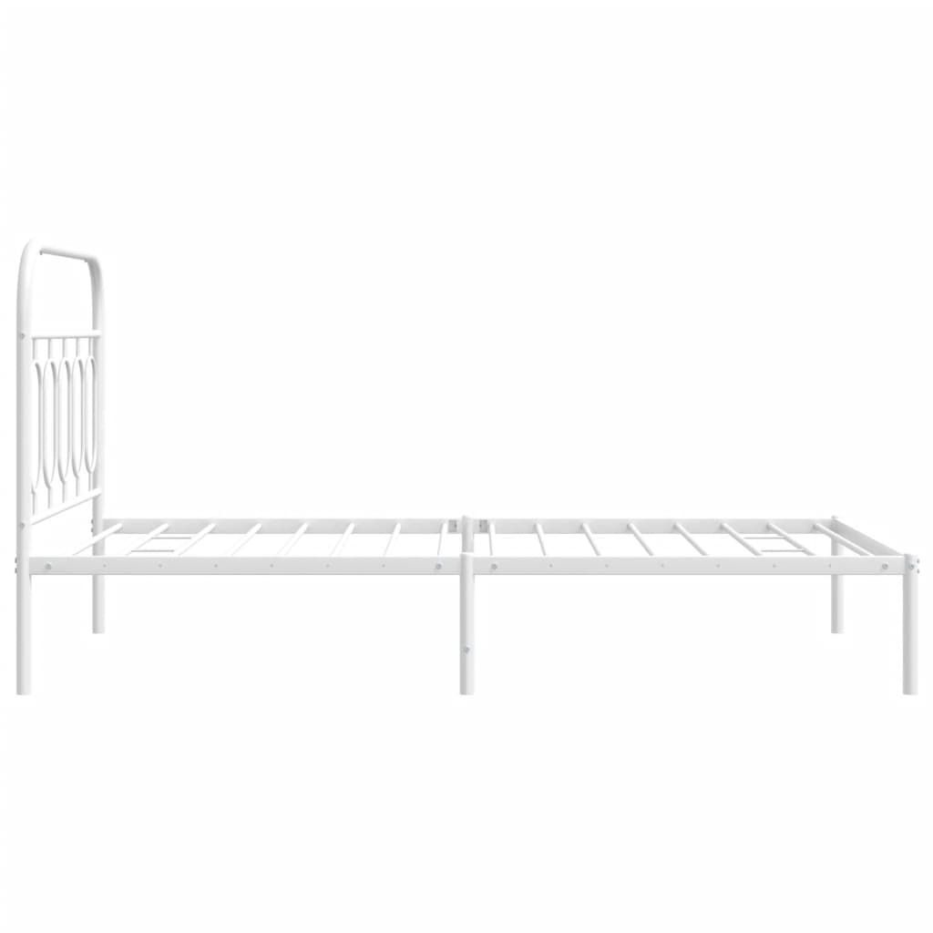vidaXL Cadru de pat din metal cu tăblie, alb, 107x203 cm