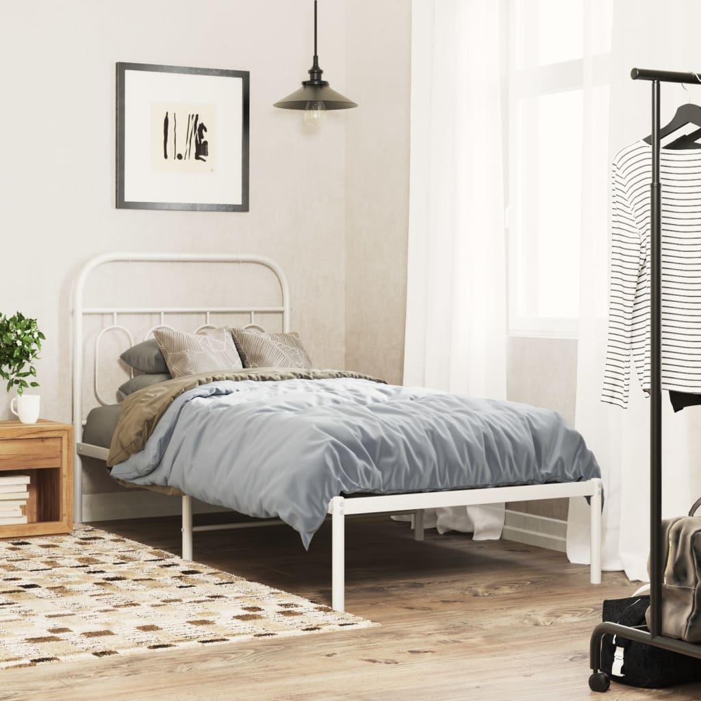 vidaXL Tăblie de pat metalică, alb, 90 cm vidaXL Tăblie de pat metalică, alb, 90 cm