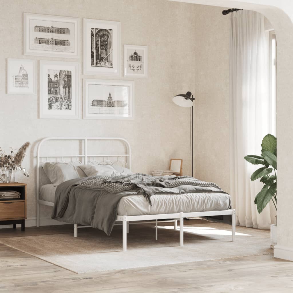 vidaXL Tăblie de pat metalică, alb, 120 cm