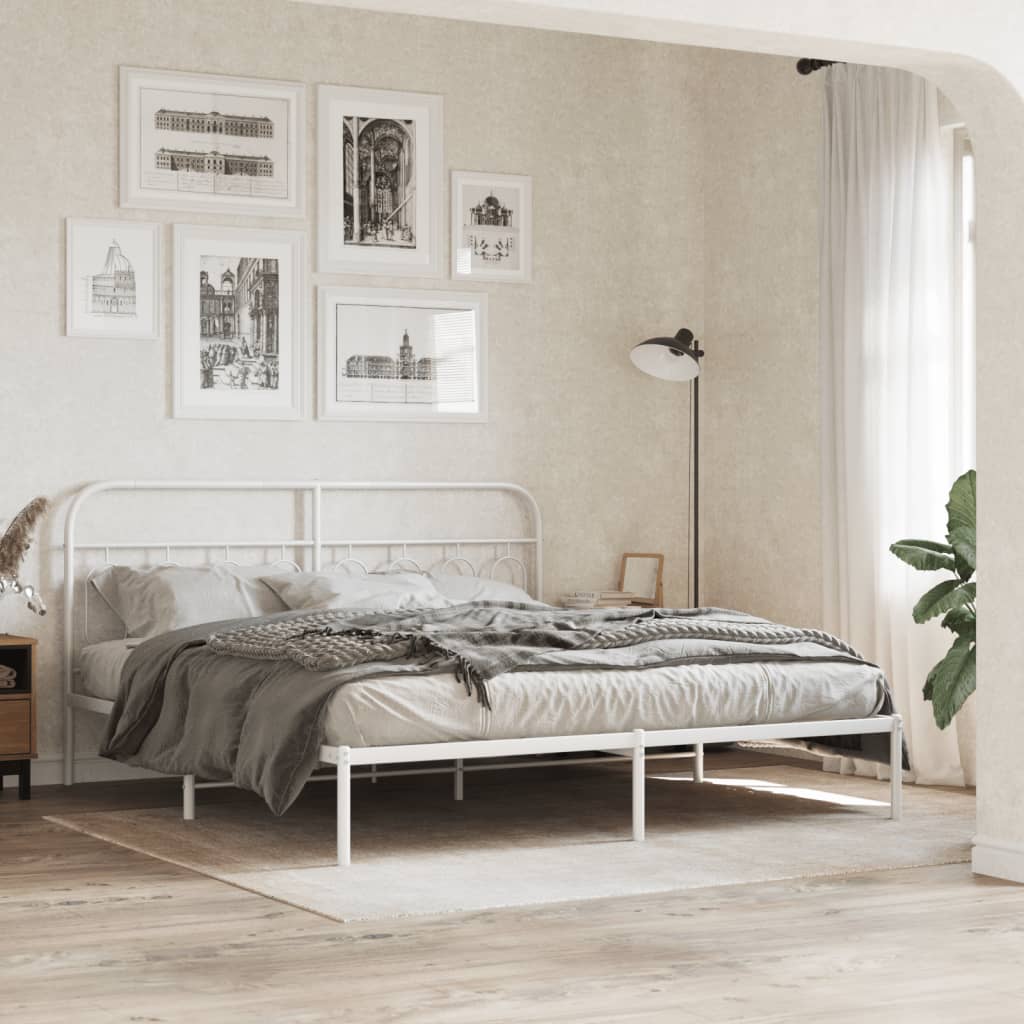 vidaXL Tăblie de pat metalică, alb, 160 cm