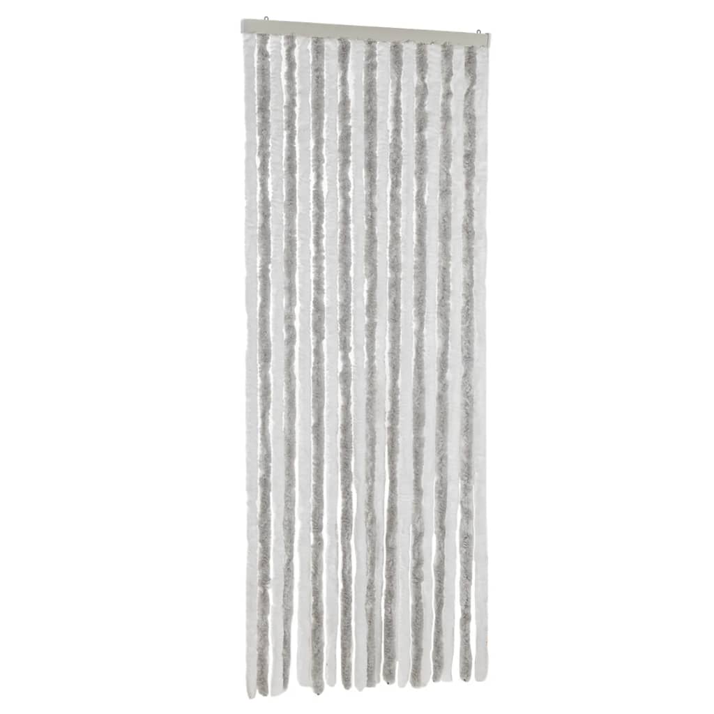 vidaXL Perdea pentru insecte, gri deschis și alb, 56x185 cm, chenille vidaXL Perdea pentru insecte, gri deschis și alb, 56x185 cm, chenille