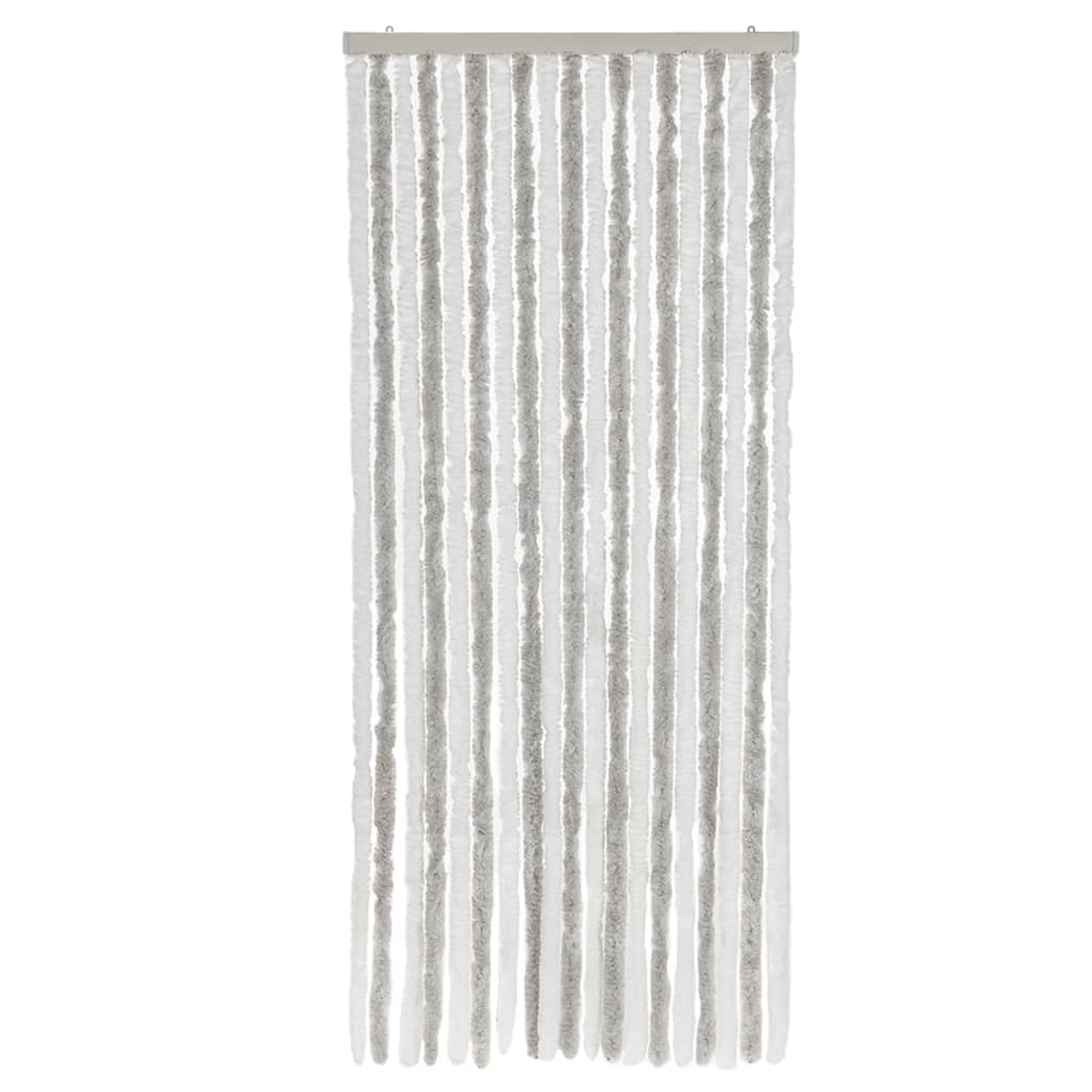 vidaXL Perdea pentru insecte, gri deschis și alb, 56x185 cm, chenille vidaXL Perdea pentru insecte, gri deschis și alb, 56x185 cm, chenille