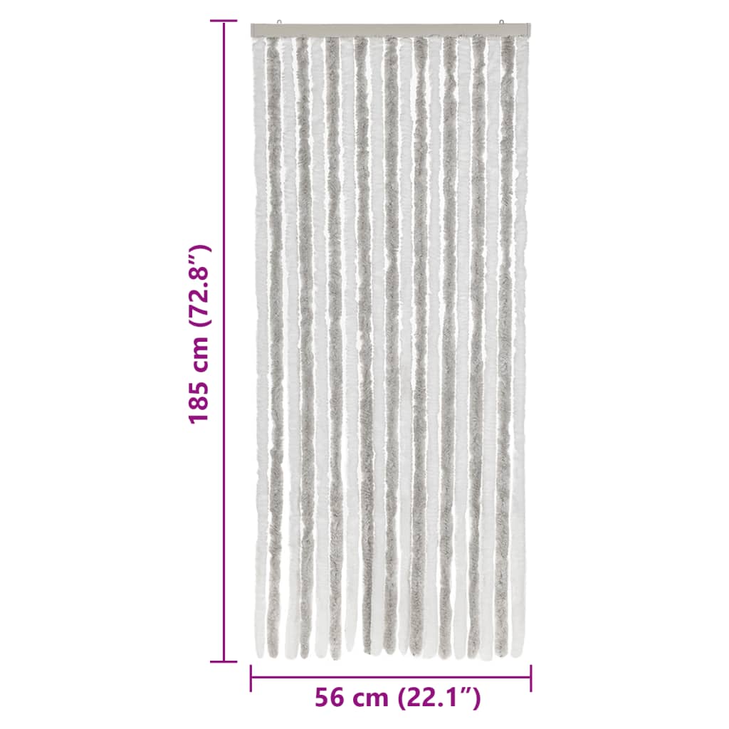 vidaXL Perdea pentru insecte, gri deschis și alb, 56x185 cm, chenille vidaXL Perdea pentru insecte, gri deschis și alb, 56x185 cm, chenille