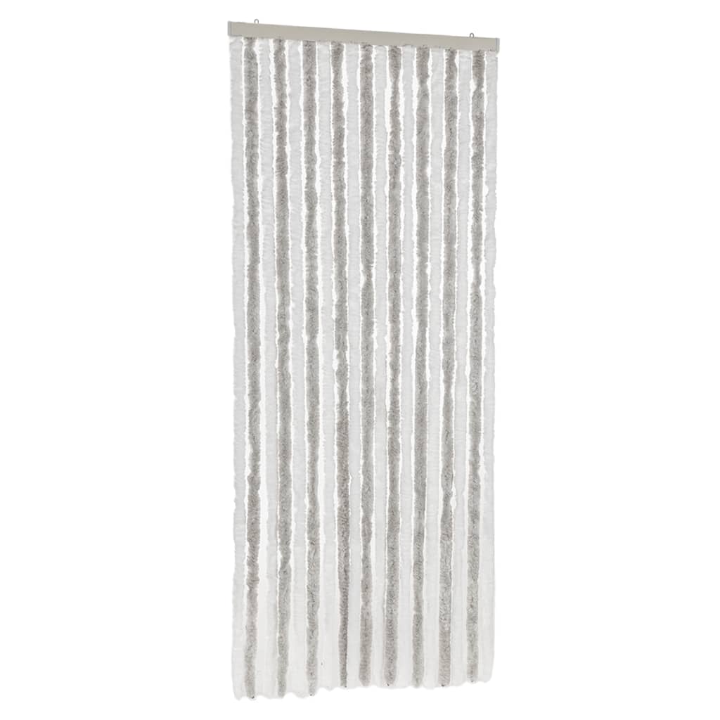 vidaXL Perdea pentru insecte, gri deschis și alb, 56x200 cm, chenille vidaXL Perdea pentru insecte, gri deschis și alb, 56x200 cm, chenille