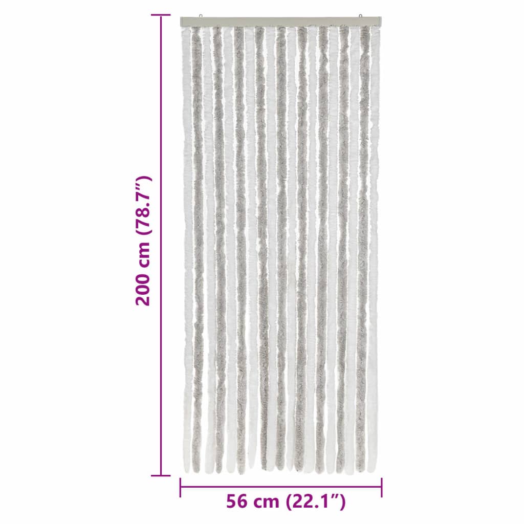 vidaXL Perdea pentru insecte, gri deschis și alb, 56x200 cm, chenille vidaXL Perdea pentru insecte, gri deschis și alb, 56x200 cm, chenille