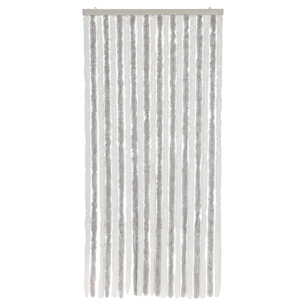 vidaXL Perdea pentru insecte, gri deschis și alb, 90x200 cm, chenille vidaXL Perdea pentru insecte, gri deschis și alb, 90x200 cm, chenille