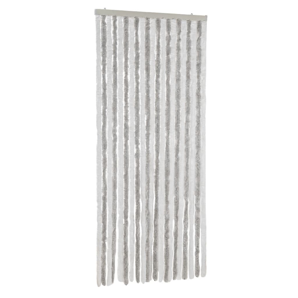 vidaXL Perdea pentru insecte, gri deschis și alb, 90x220 cm, chenille vidaXL Perdea pentru insecte, gri deschis și alb, 90x220 cm, chenille