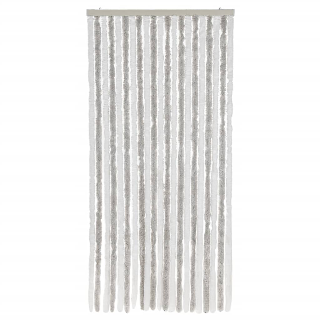vidaXL Perdea pentru insecte, gri deschis și alb, 90x220 cm, chenille vidaXL Perdea pentru insecte, gri deschis și alb, 90x220 cm, chenille
