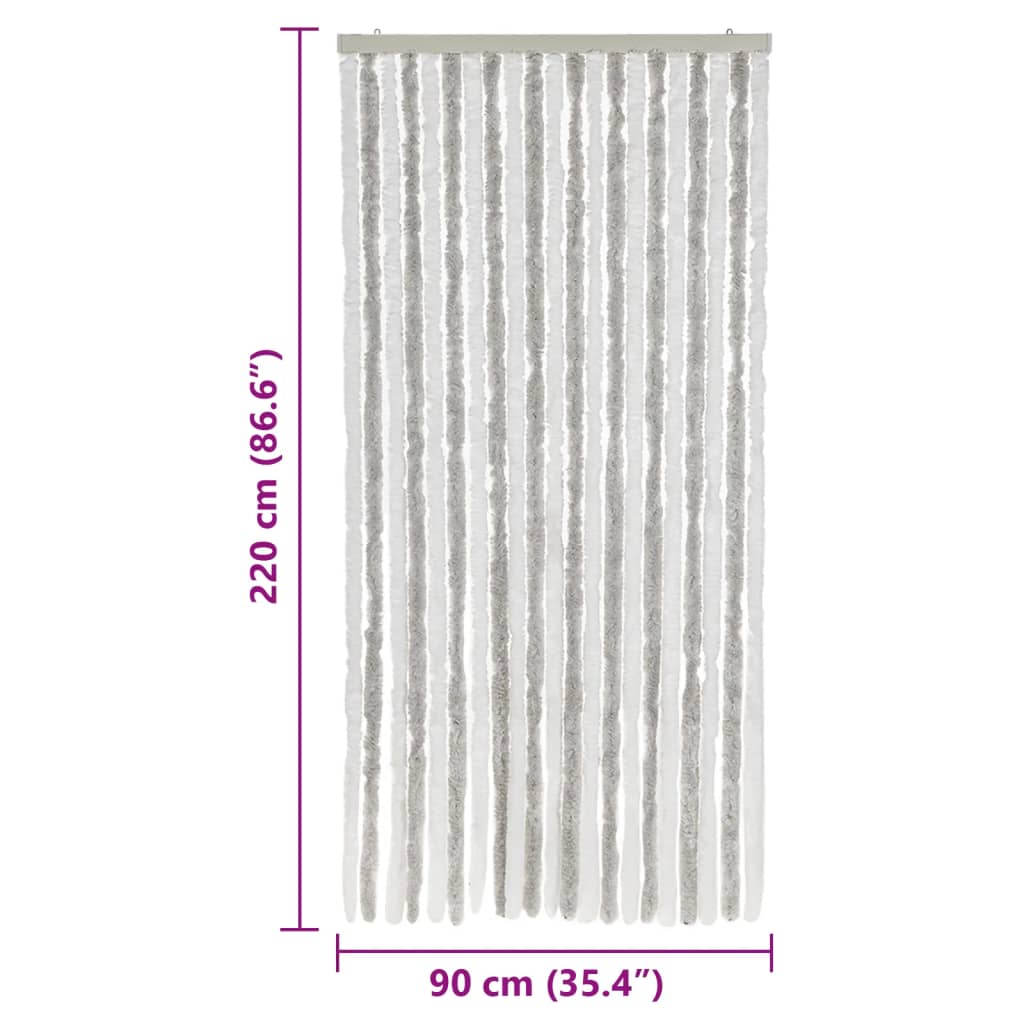 vidaXL Perdea pentru insecte, gri deschis și alb, 90x220 cm, chenille vidaXL Perdea pentru insecte, gri deschis și alb, 90x220 cm, chenille