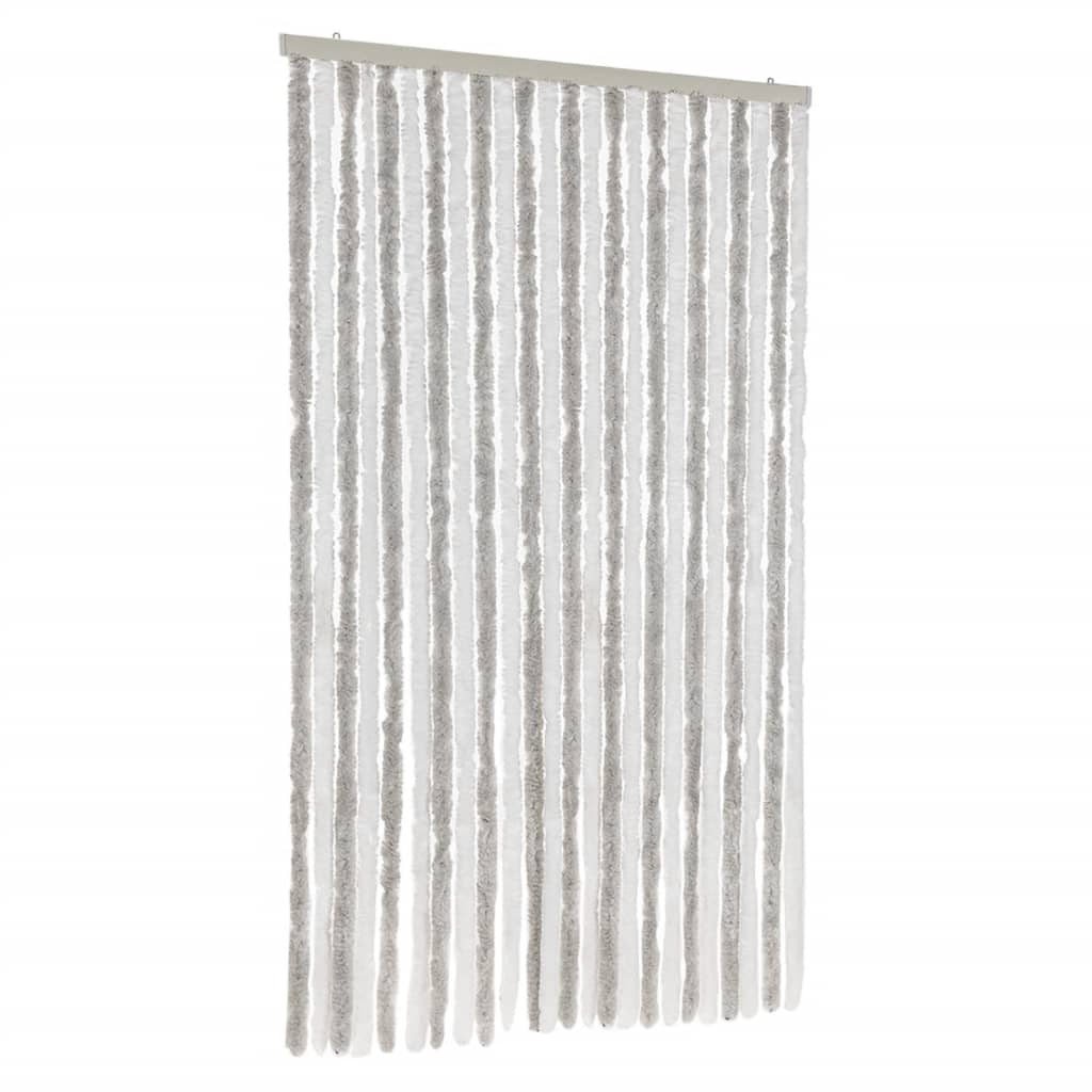 vidaXL Perdea pentru insecte, gri deschis și alb, 100x200 cm, chenille vidaXL Perdea pentru insecte, gri deschis și alb, 100x200 cm, chenille