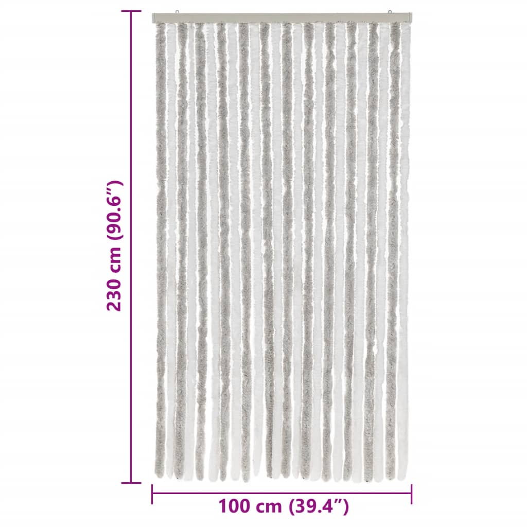 vidaXL Perdea pentru insecte, gri deschis și alb, 100x230 cm, chenille vidaXL Perdea pentru insecte, gri deschis și alb, 100x230 cm, chenille