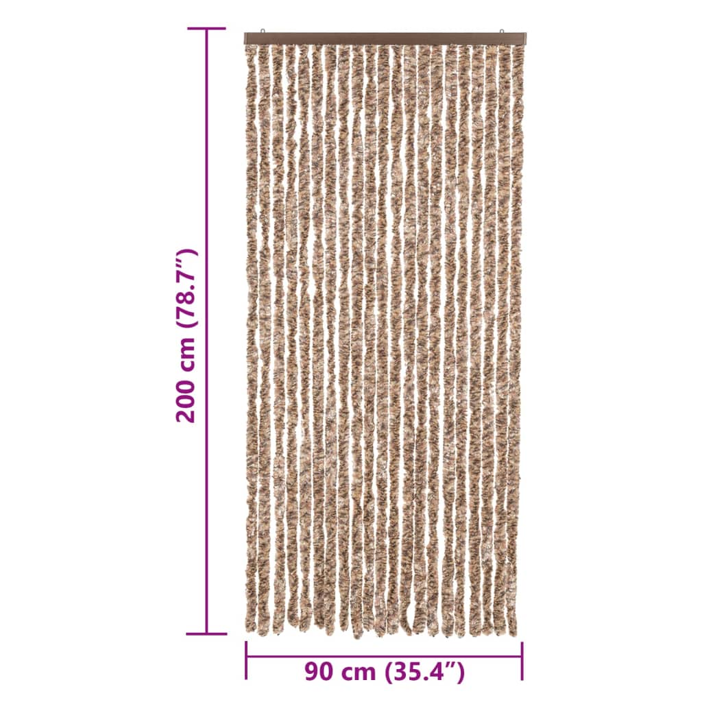 vidaXL Perdea pentru insecte, bej și maro închis, 90x200 cm, chenille vidaXL Perdea pentru insecte, bej și maro închis, 90x200 cm, chenille