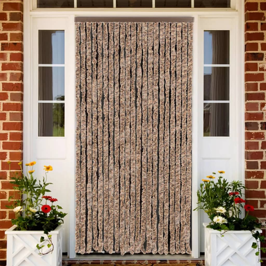 vidaXL Perdea pentru insecte, bej și maro închis, 90x200 cm, chenille vidaXL Perdea pentru insecte, bej și maro închis, 90x200 cm, chenille