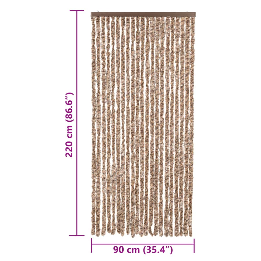 vidaXL Perdea pentru insecte, bej și maro închis, 90x220 cm, chenille vidaXL Perdea pentru insecte, bej și maro închis, 90x220 cm, chenille