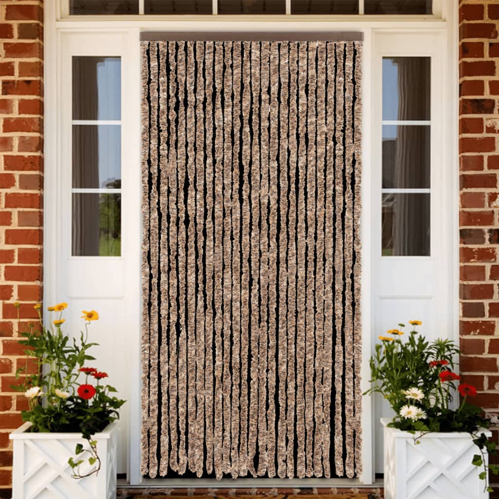 vidaXL Perdea pentru insecte, bej și maro închis, 100x200 cm, chenille vidaXL Perdea pentru insecte, bej și maro închis, 100x200 cm, chenille