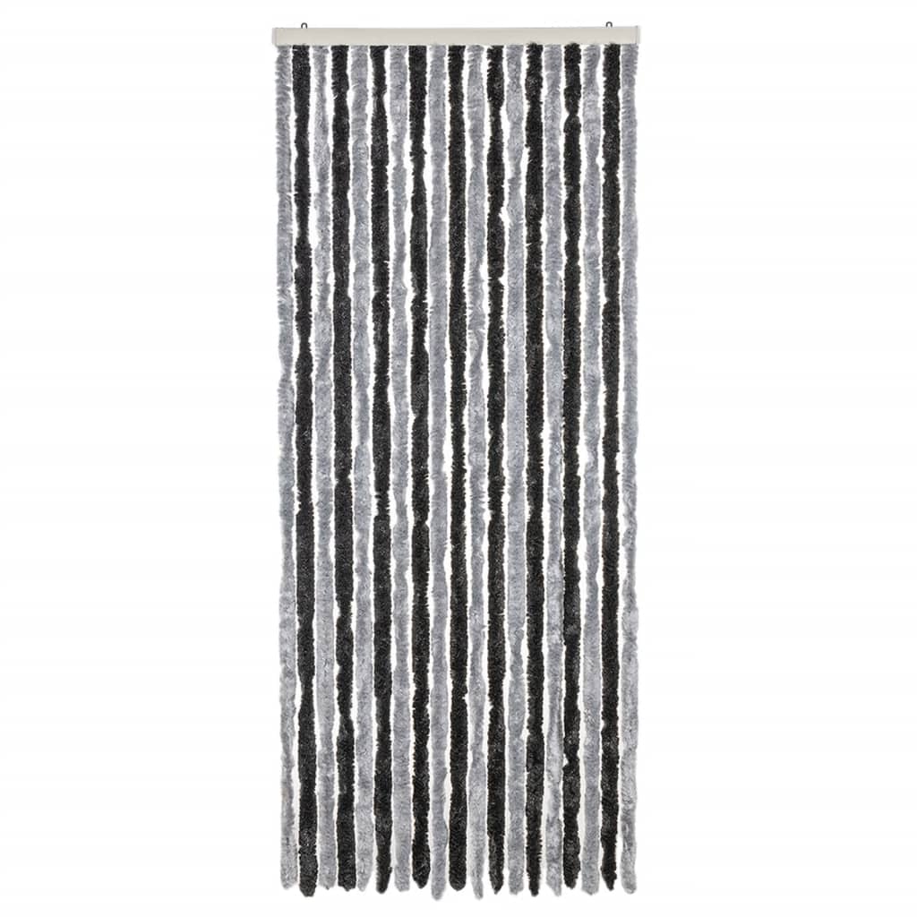 vidaXL Perdele pentru insecte, gri și negru, 56x185 cm, chenille vidaXL Perdele pentru insecte, gri și negru, 56x185 cm, chenille