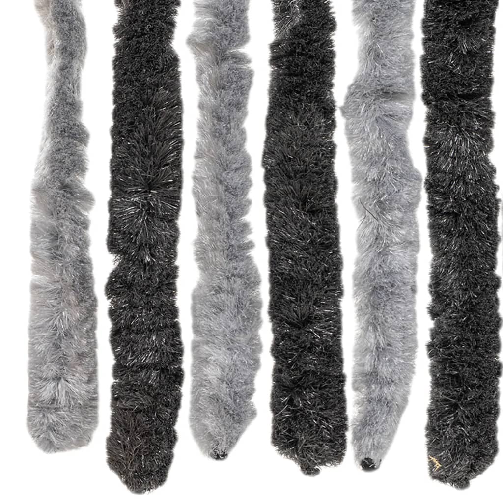 vidaXL Perdele pentru insecte, gri și negru, 56x185 cm, chenille vidaXL Perdele pentru insecte, gri și negru, 56x185 cm, chenille