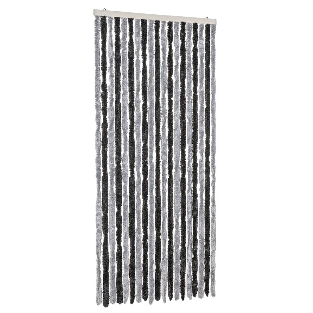 vidaXL Perdea pentru insecte, gri și negru, 56x200 cm, chenille vidaXL Perdea pentru insecte, gri și negru, 56x200 cm, chenille