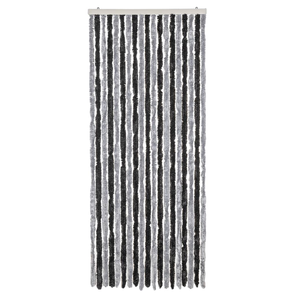 vidaXL Perdea pentru insecte, gri și negru, 56x200 cm, chenille vidaXL Perdea pentru insecte, gri și negru, 56x200 cm, chenille