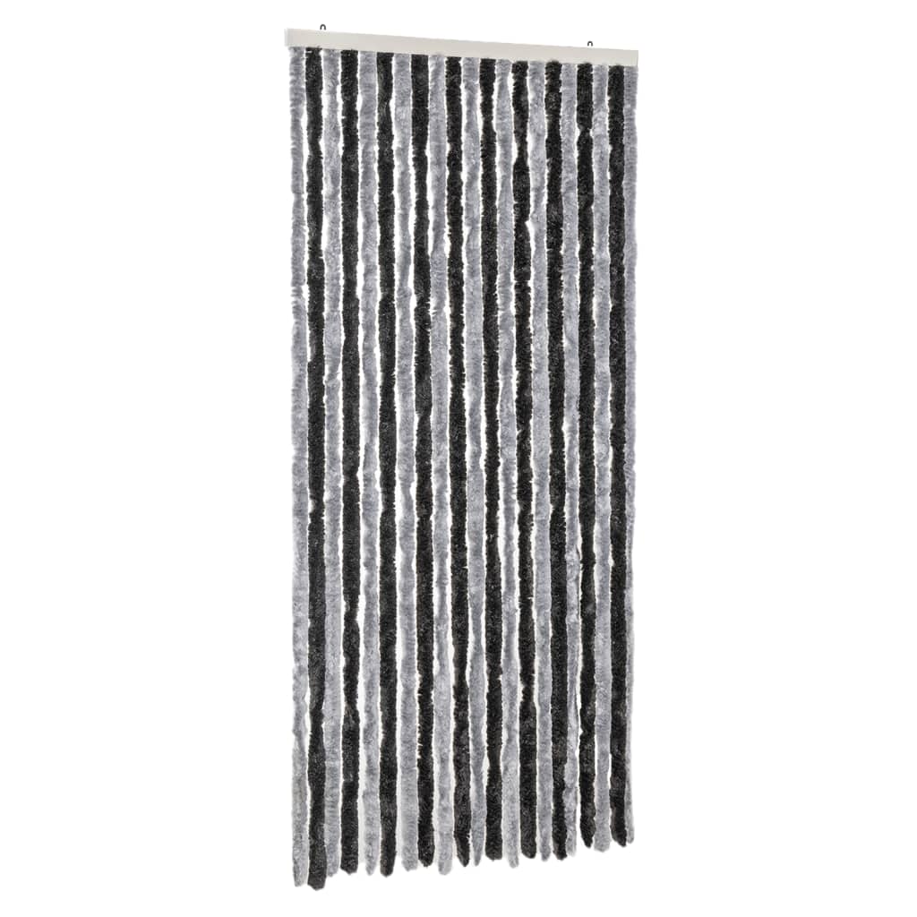 vidaXL Perdea pentru insecte, gri și negru, 90x200 cm, chenille vidaXL Perdea pentru insecte, gri și negru, 90x200 cm, chenille