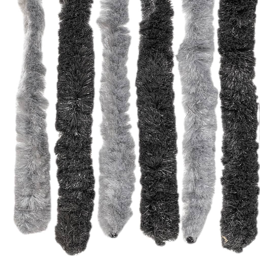 vidaXL Perdea pentru insecte, gri și negru, 90x200 cm, chenille vidaXL Perdea pentru insecte, gri și negru, 90x200 cm, chenille