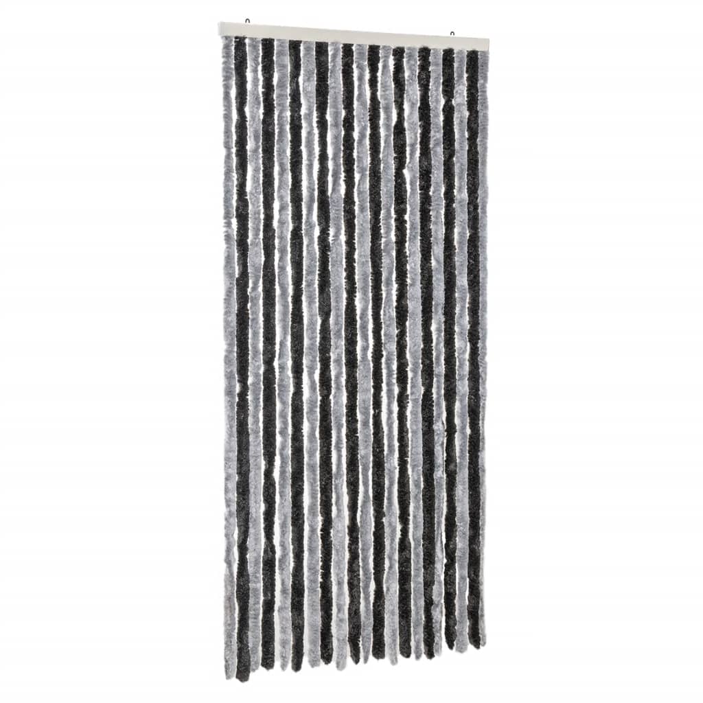 vidaXL Perdea pentru insecte, gri și negru, 90x220 cm, chenille vidaXL Perdea pentru insecte, gri și negru, 90x220 cm, chenille