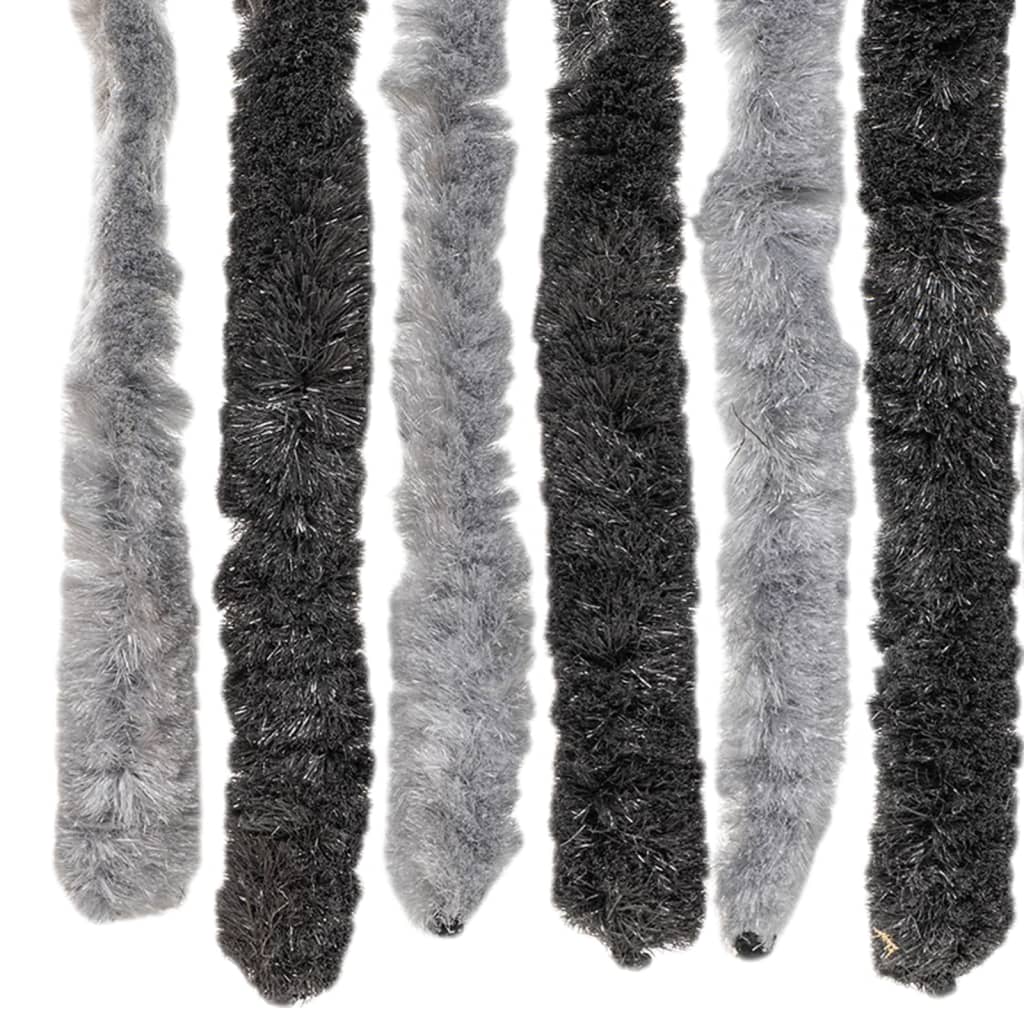 vidaXL Perdea pentru insecte, gri și negru, 90x220 cm, chenille vidaXL Perdea pentru insecte, gri și negru, 90x220 cm, chenille