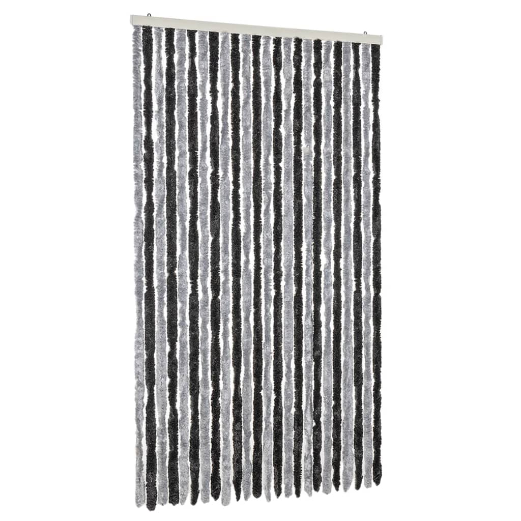 vidaXL Perdea pentru insecte, gri și negru, 100x200 cm, chenille vidaXL Perdea pentru insecte, gri și negru, 100x200 cm, chenille