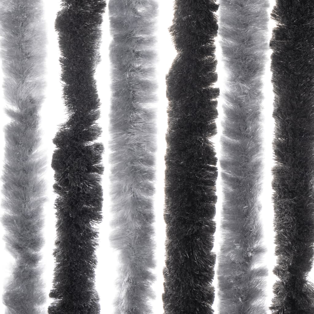 vidaXL Perdea pentru insecte, gri și negru, 100x220 cm, chenille vidaXL Perdea pentru insecte, gri și negru, 100x220 cm, chenille