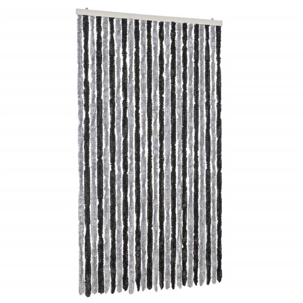 vidaXL Perdea pentru insecte, gri și negru, 100x230 cm, chenille vidaXL Perdea pentru insecte, gri și negru, 100x230 cm, chenille