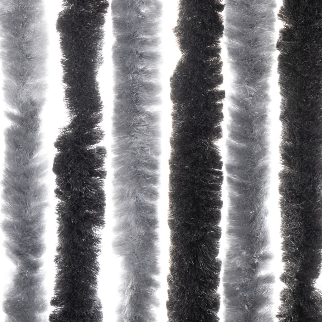 vidaXL Perdea pentru insecte, gri și negru, 100x230 cm, chenille vidaXL Perdea pentru insecte, gri și negru, 100x230 cm, chenille