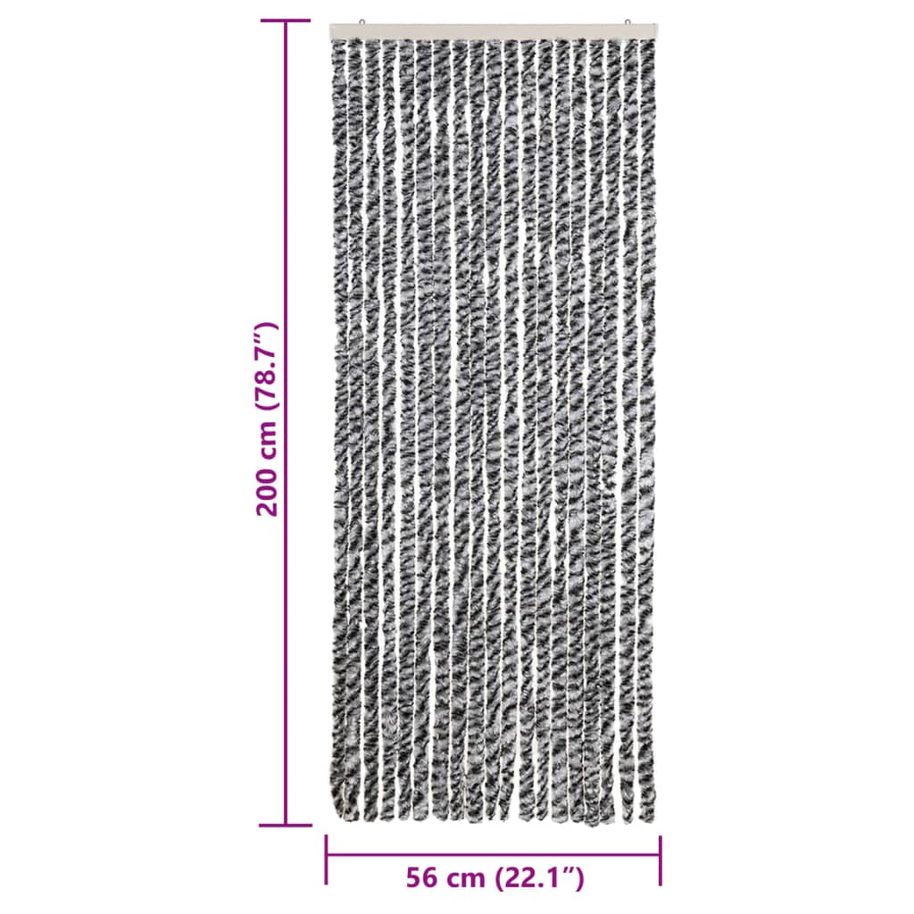 vidaXL Perdele pentru insecte, gri și negru-alb, 56x200 cm, chenille vidaXL Perdele pentru insecte, gri și negru-alb, 56x200 cm, chenille