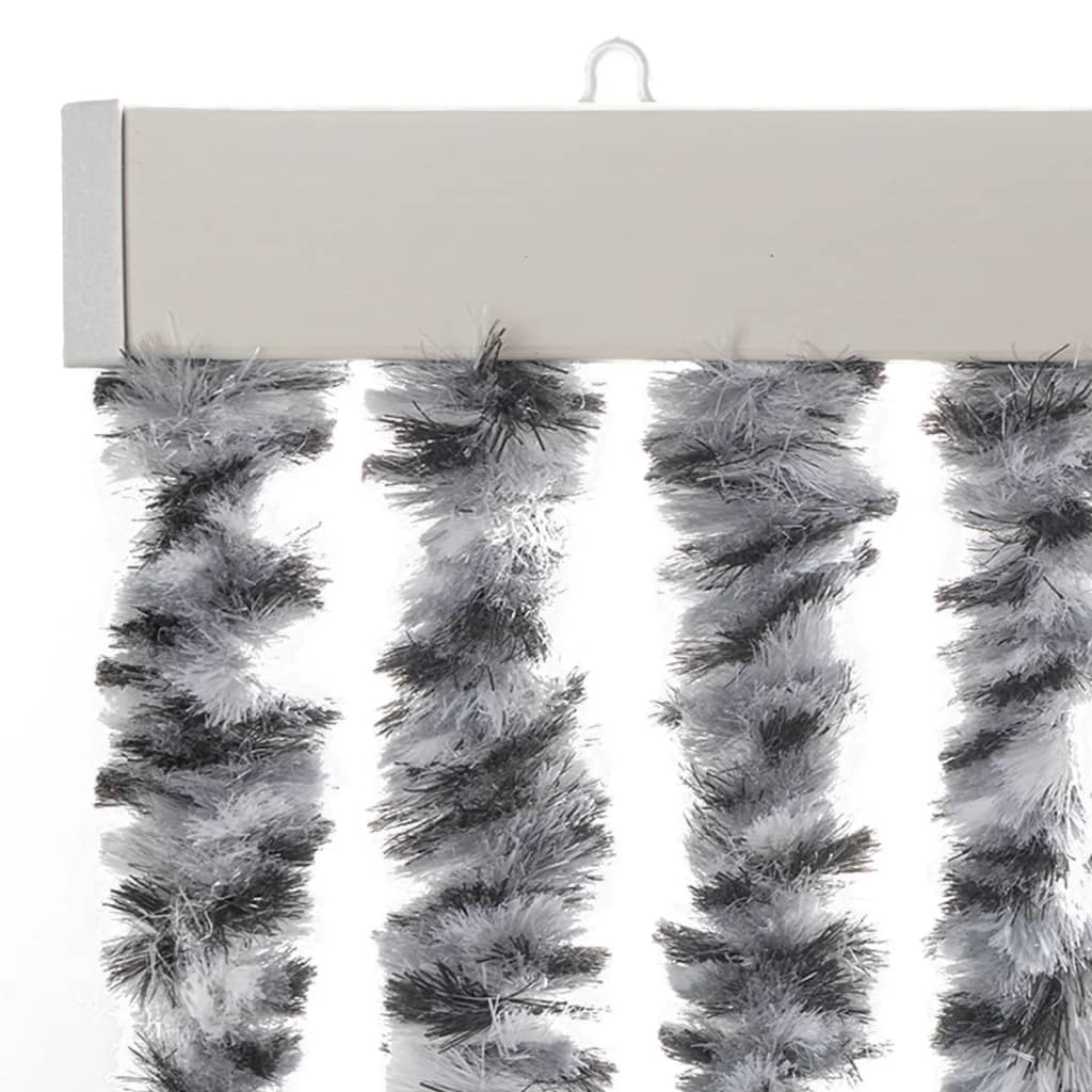 vidaXL Perdele pentru insecte, gri și alb-negru, 90x200 cm, chenille vidaXL Perdele pentru insecte, gri și alb-negru, 90x200 cm, chenille