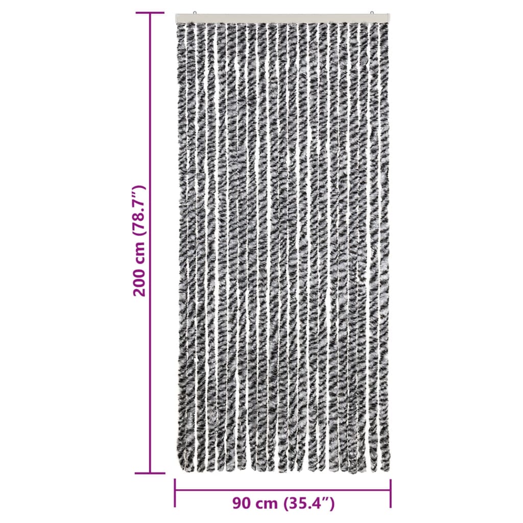 vidaXL Perdele pentru insecte, gri și alb-negru, 90x200 cm, chenille vidaXL Perdele pentru insecte, gri și alb-negru, 90x200 cm, chenille